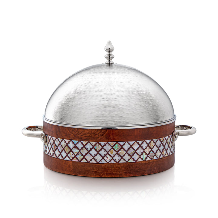 Almarjan 35 CM Stainless Steel Hot Pot Wood & Silver - MD-2925A-G