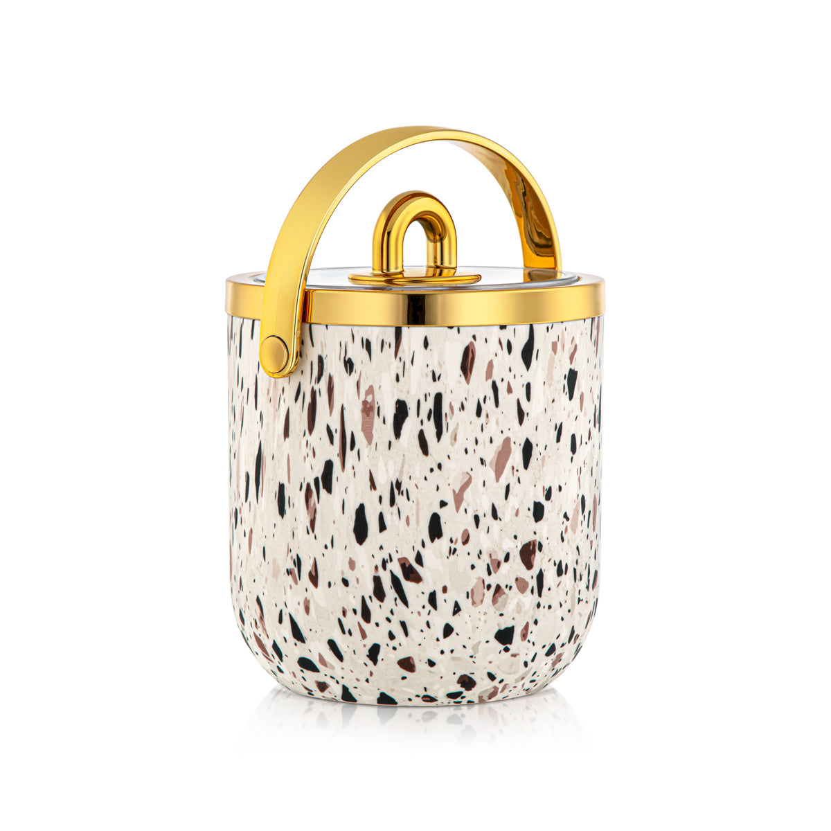 Forever Gold 1.5 Liter Plastic Ice Bucket Terrazzo & Gold - PT003 GN/G