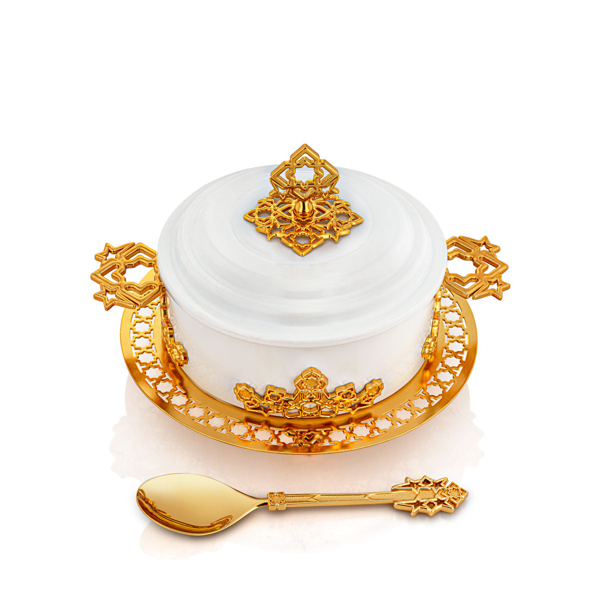 Almarjan 1000 ML Deluxe Hot Pot White & Gold- S13-004XS