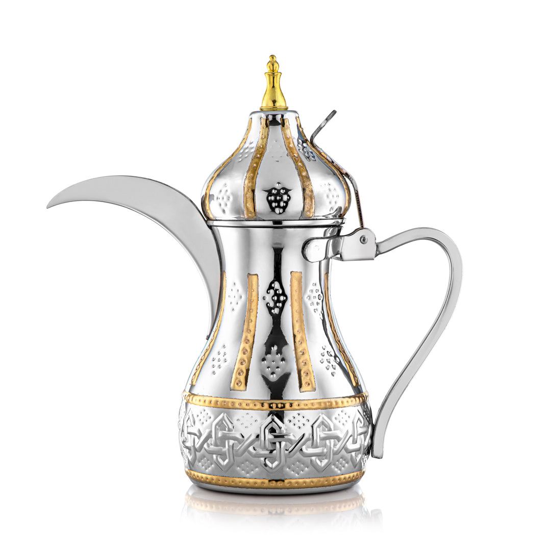 Almarjan 1.5 Liter Sahara Collection Stainless Steel Dallah Silver & Gold - STS0010981