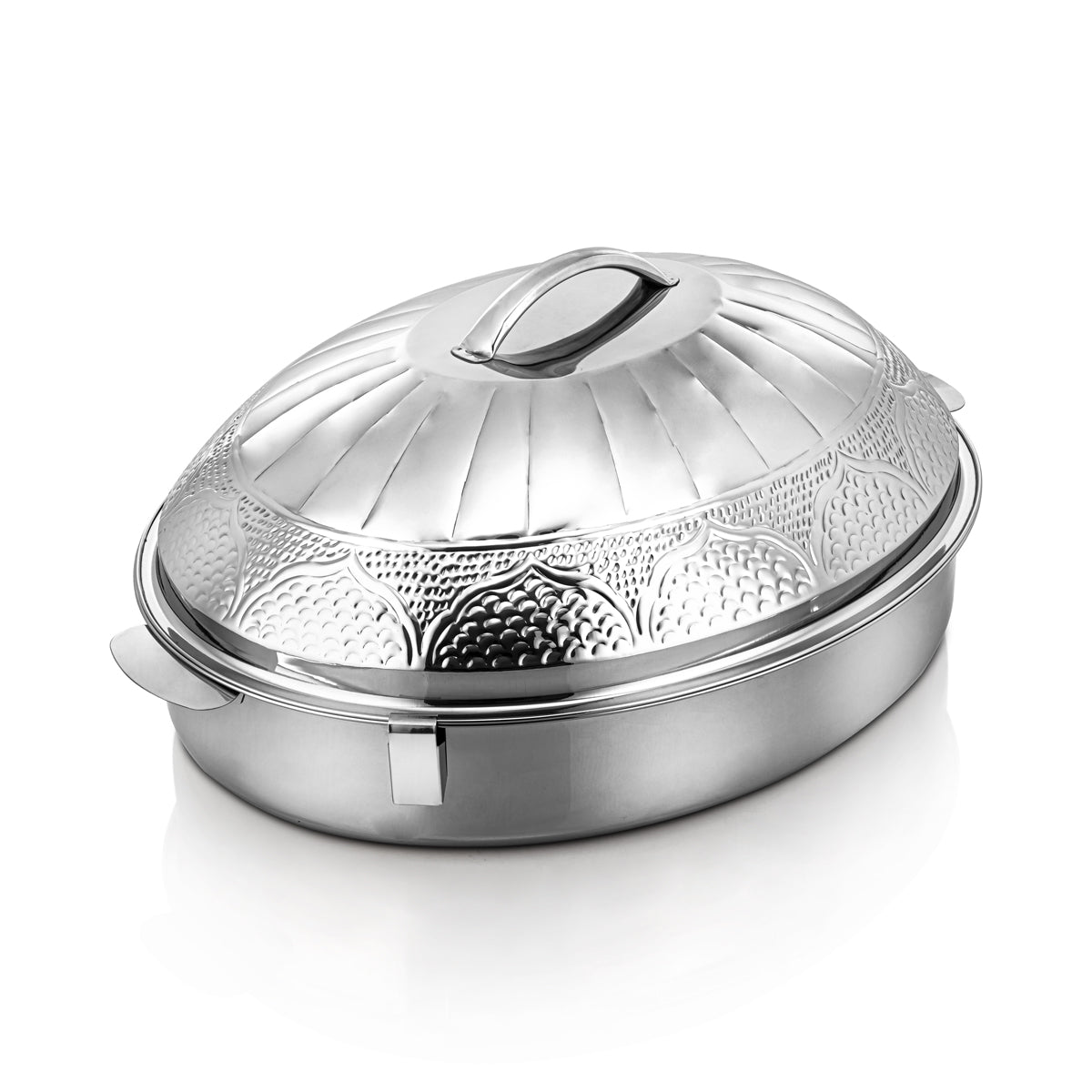 Almarjan 60 CM Marmar Collection Stainless Steel Oval Hot Pot Silver - H23M15