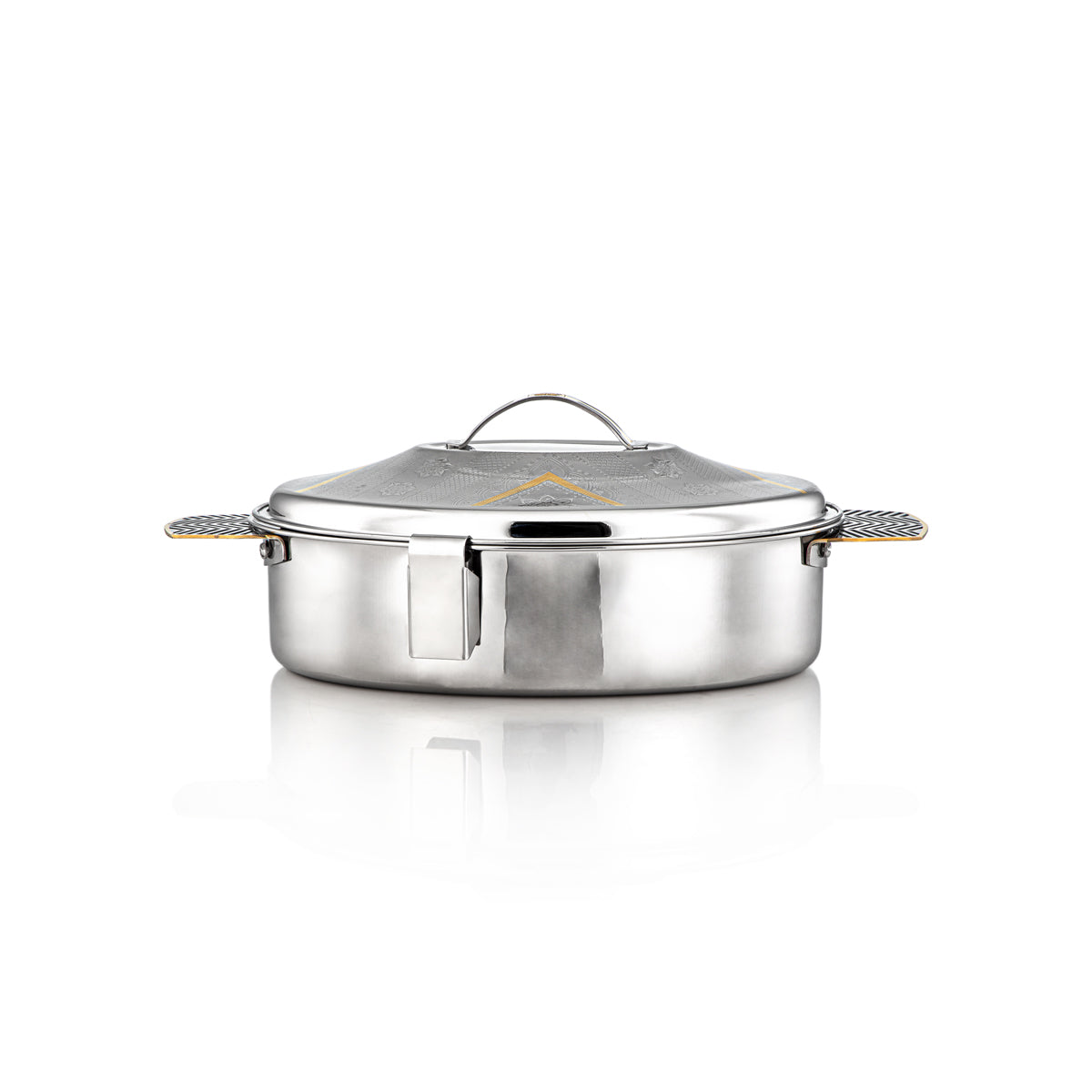 Almarjan 30 CM Mandi Collection Stainless Steel Oval Hot Pot Silver & Gold - H23EPG1