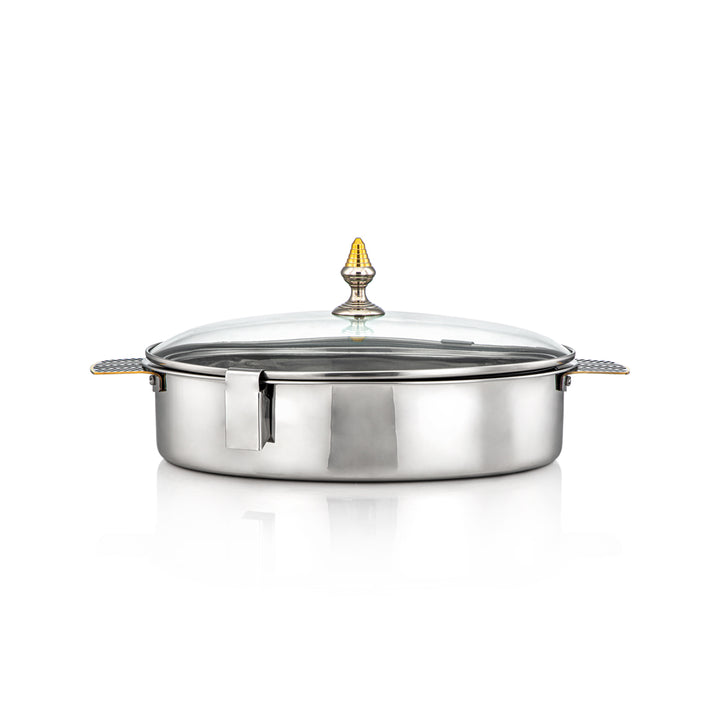 Almarjan 35 CM Mandi Collection Stainless Steel Oval Hot Pot Silver & Gold - H23PG1