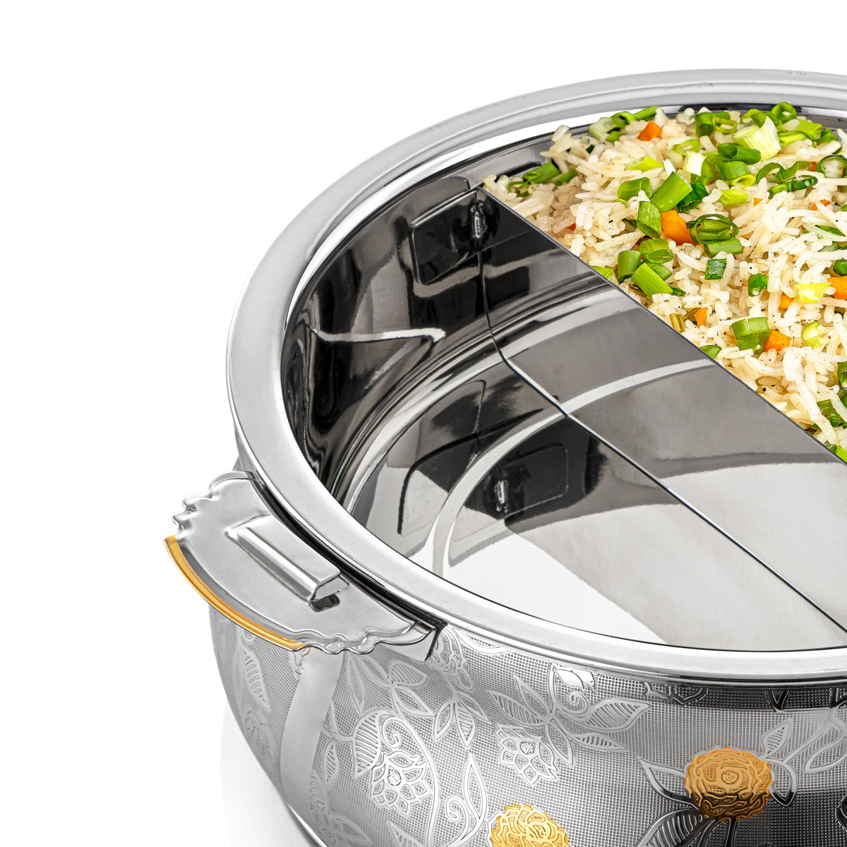 Almarjan 30 CM Boshra Collection Stainless Steel Hot Pot Silver & Gold - H23EPG15HG