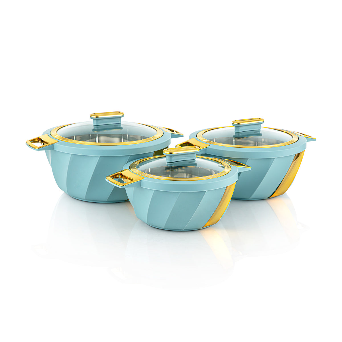 Almarjan 3 Piece Salwa Collection Plastic Hot Pot Light Blue & Gold - SW001G LB/G