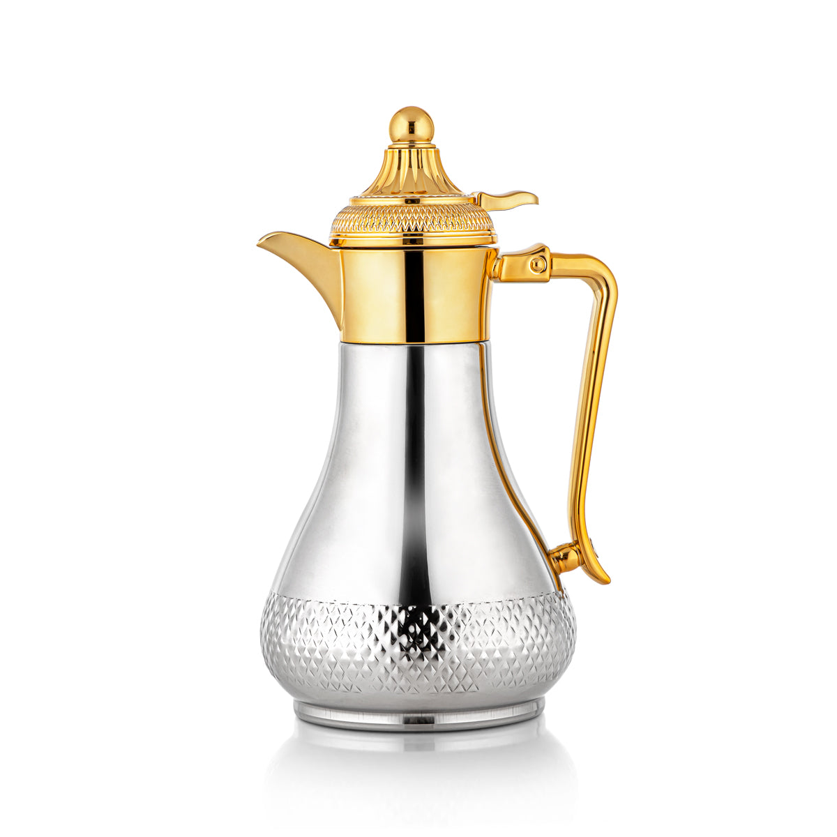 Almarjan 0.6 Liter Stainless Steel Vacuum Dallah Silver & Gold- SWT/D-060-CRG