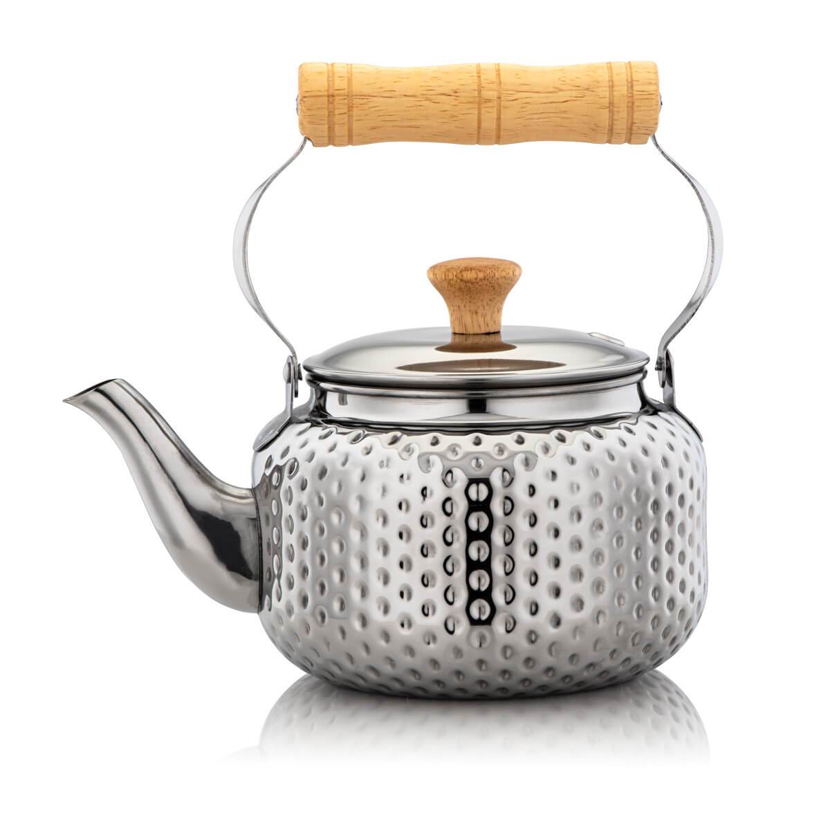 ALMARJAN Hammered Collection Stainless Steel Tea Kettle Silver 2 Liter STS0010501