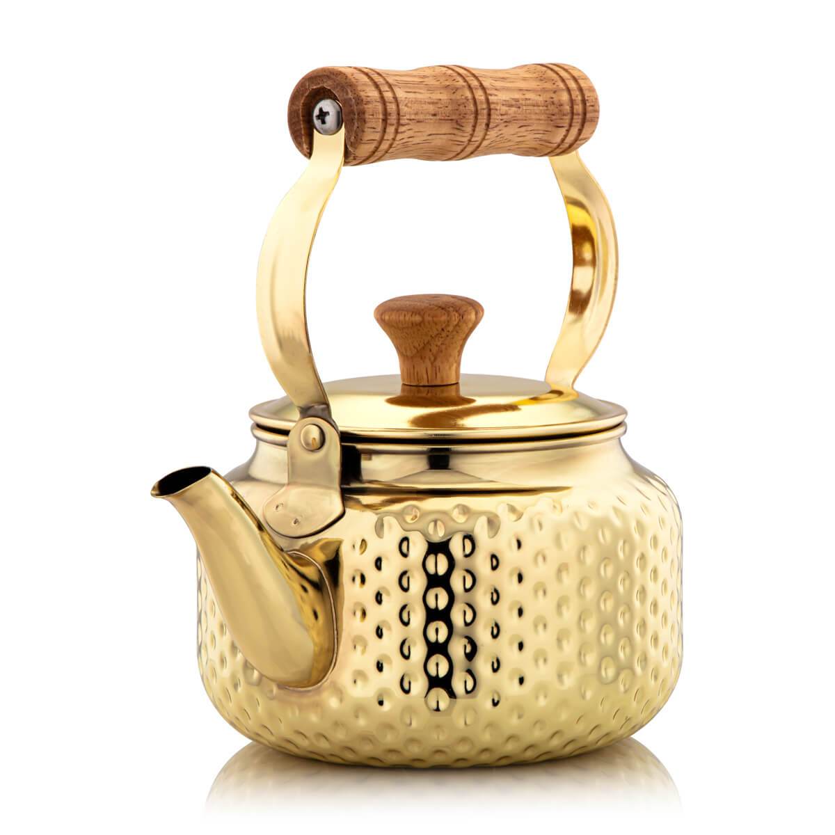 Almarjan 1.6 Liter Hammered Collection Stainless Steel Kettle Gold - STS0010597