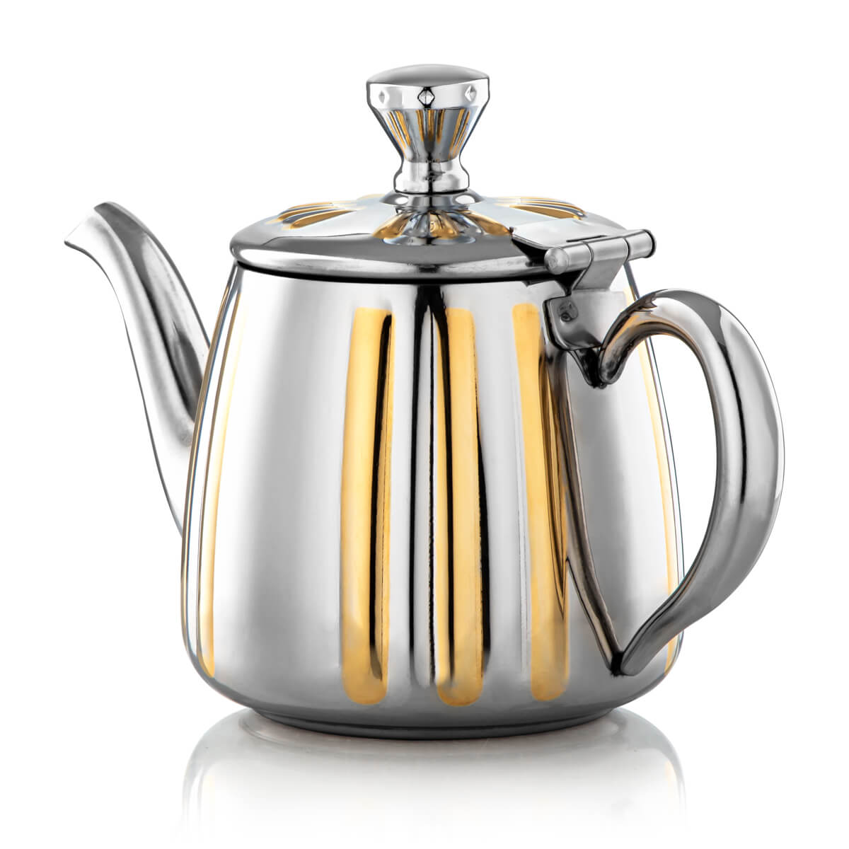 Almarjan 0.35 Liter Stainless Steel Teapot Silver & Gold - STS0010640
