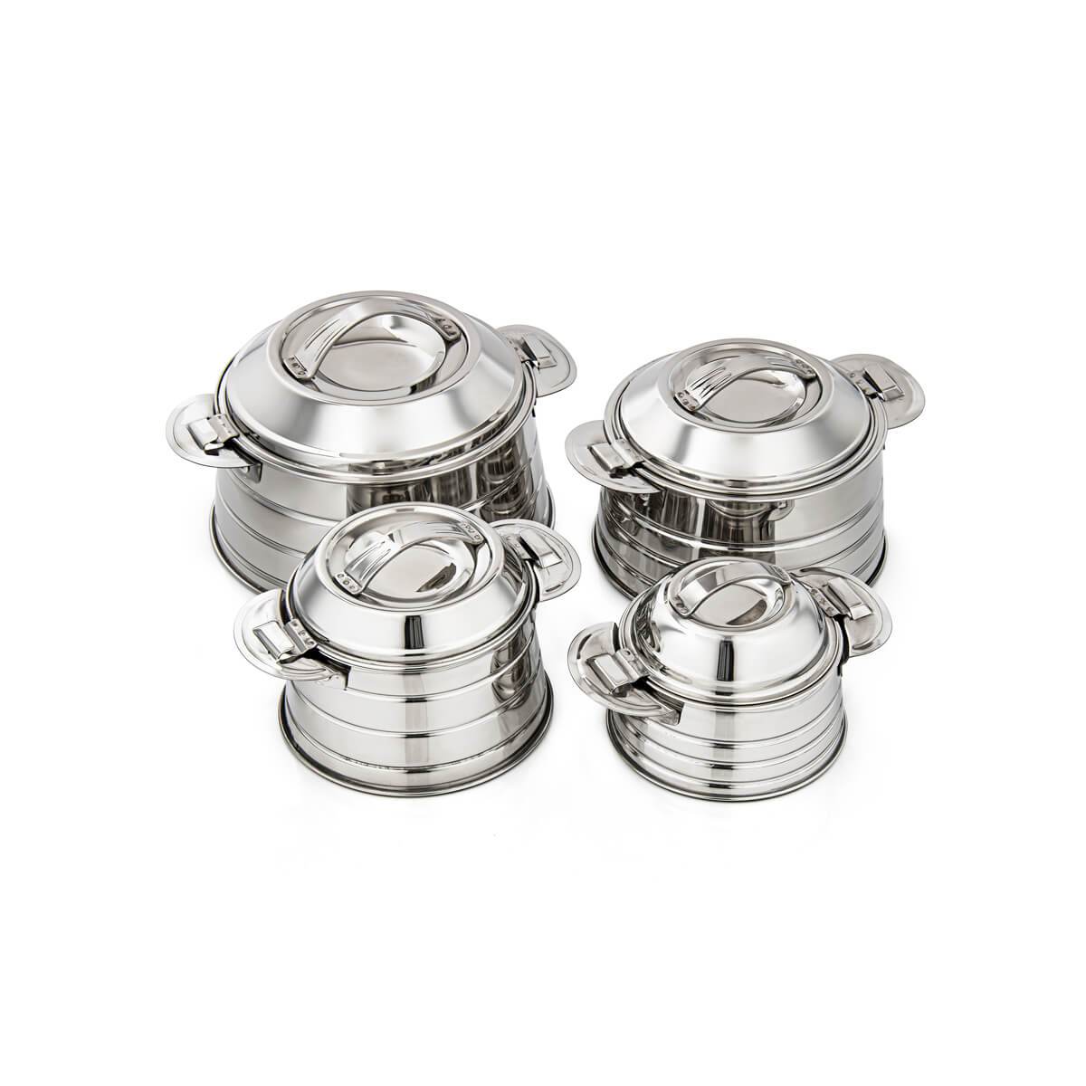 Shop Online Almarjan 4 Pieces Mini Ahram Collection Stainless Steel Hot Pot Silver - sts0292600 at almarjanstore.com