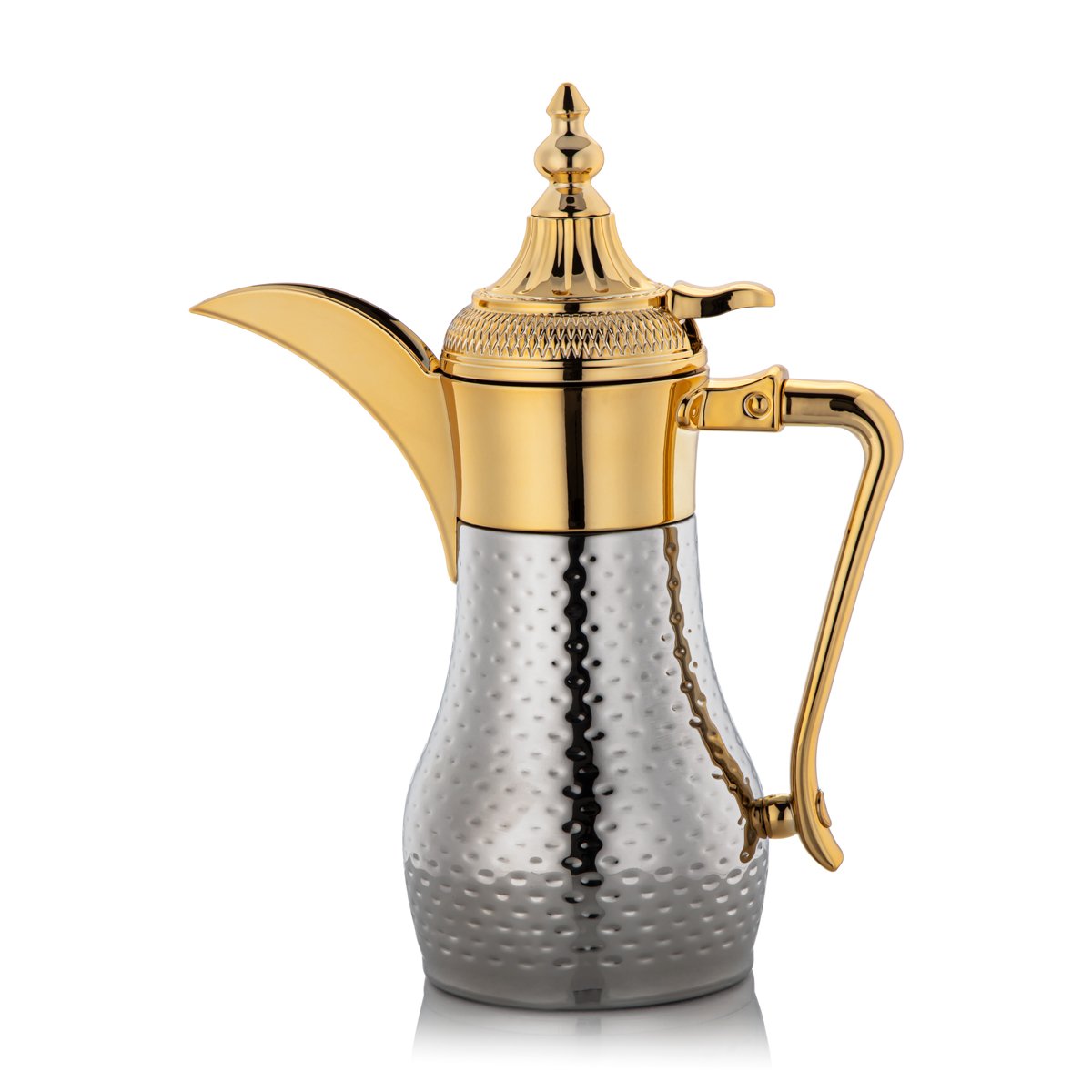 Almarjan 0.35 Liter Stainless Steel Double Wal Hammered Collection Vacuum Dallah Silver & Gold - SUD/H-035-CRG