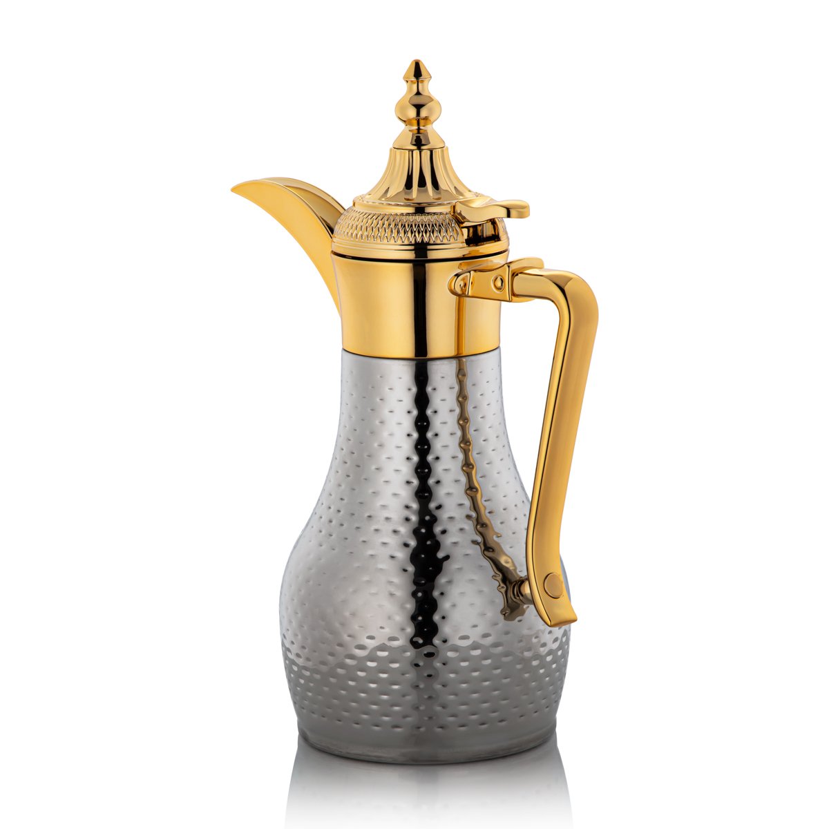 Almarjan 0.6 Liter Stainless Steel Double Wal Hammered Collection Vacuum Dallah Silver & Gold - SUD/H-060-CRG